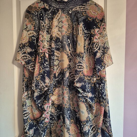 Semi-Sheer Cover Up with Lace Edging - Picture 2 of 6